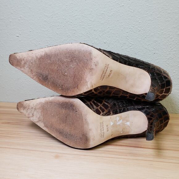 Carole Little Women's 8.5 Pointed Toe Pump Heel Booties Brown Textured Leather - Picture 8 of 11